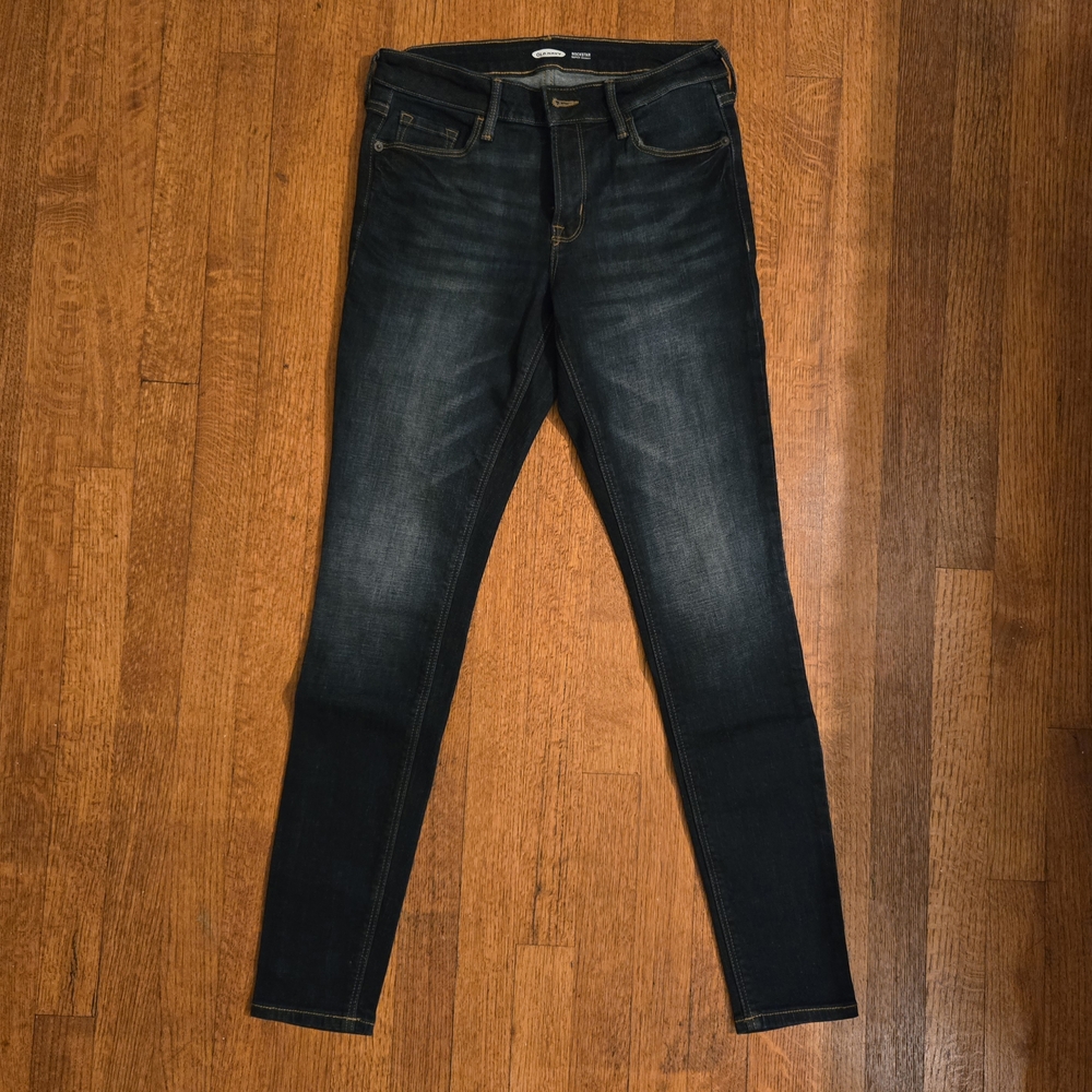 Old Navy Rockstar Super Skinny Navy Blue Dark Wash Jeans Size 4/28 Slim Low Rise